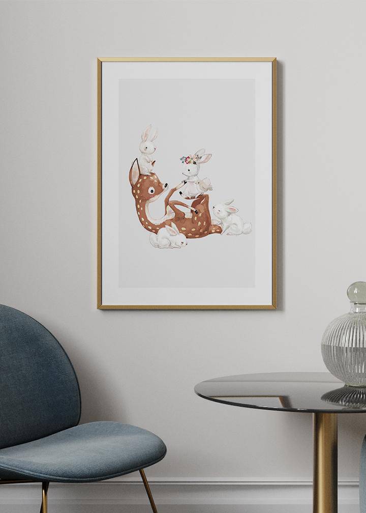 Deer Playing With Rabbits Poster - KAMANART.DE